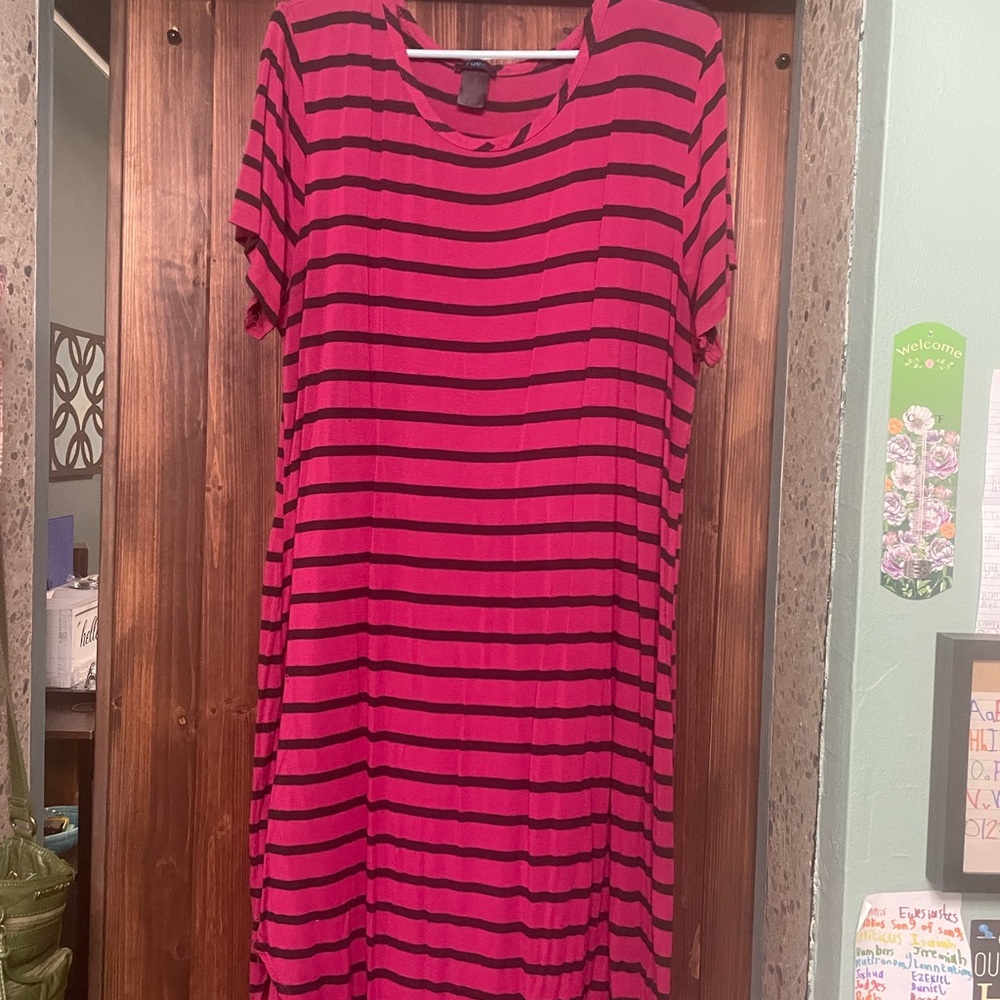Rue21 Fuchsia and Black Striped Top